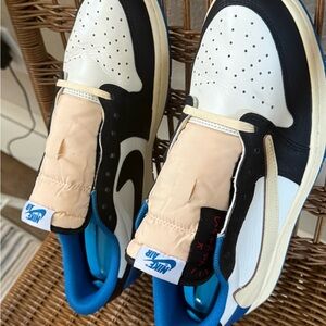Nike Air Jordan Sneakers in Cream and Blue US Men Size 10.5